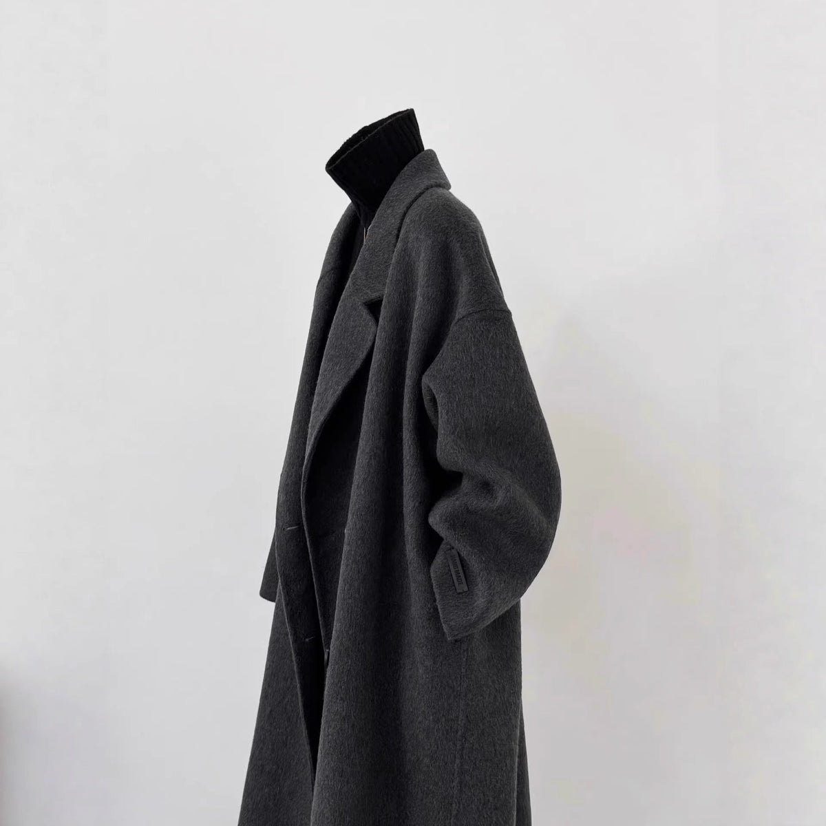 Women Oversized Wool Coat with Wide Lapels and Relaxed Silhouette EVA-US
