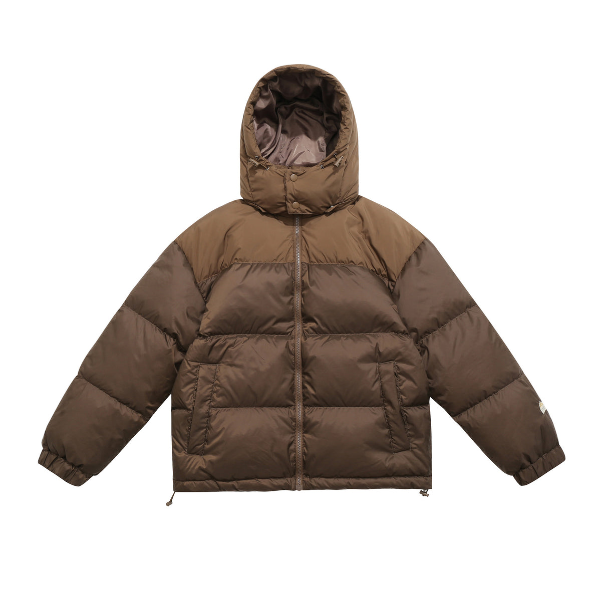 Men's Short Boxy Padded Jacket with High Hood, Drawstring and Elastic Sleeve Cuffs EVA-US