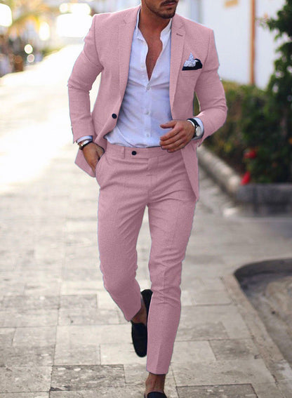 EVA-US Men's Linen Suit Set – Tailored Blazer & Slim Chino Pants