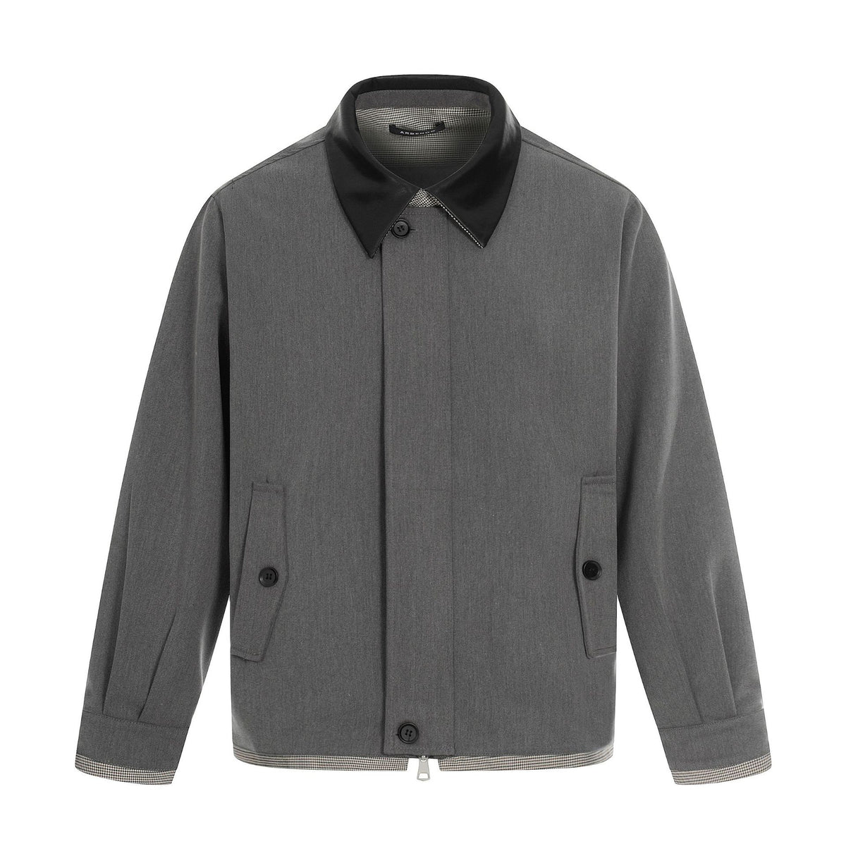 Men's short technical blouson made of wool blend with contrasting lapel collar and two-way zipper EVA-US