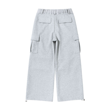 Ladies cargo lounge pants with wide leg, flap pockets and drawstring hem EVA-US