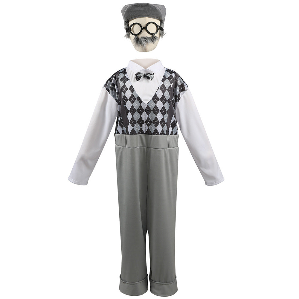 Men's carnival costume as a stylish grandfather with characteristic accessories EVA-US
