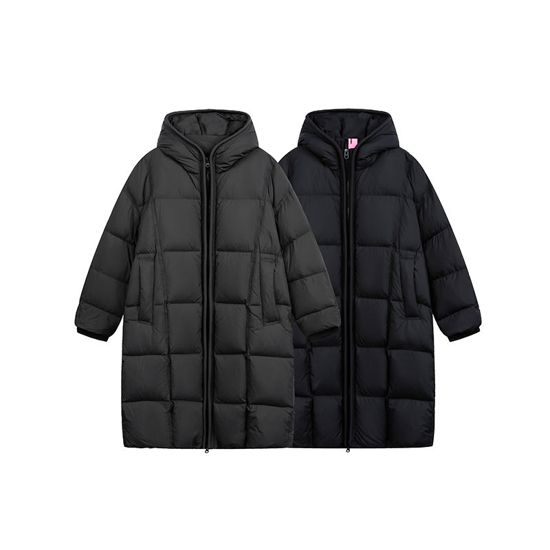 Women's Long Quilted Coat with Hood, Oversize Thermal Insulation EVA-US