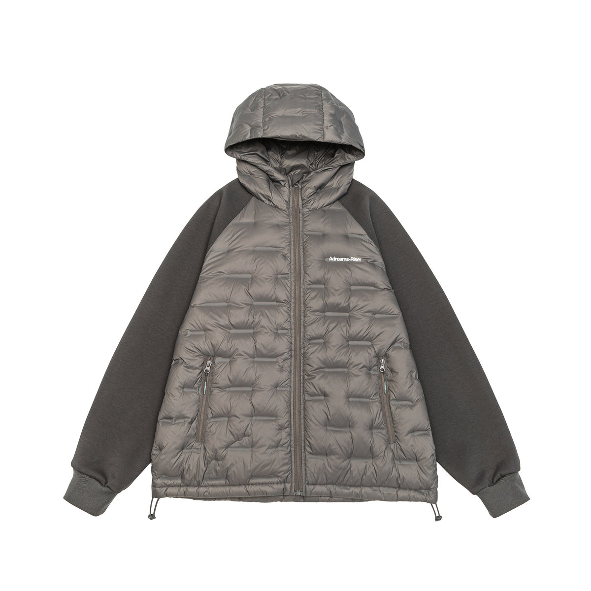 Men's hybrid quilted jacket with padded front, hood, and elastic sleeve cuffs EVA-US