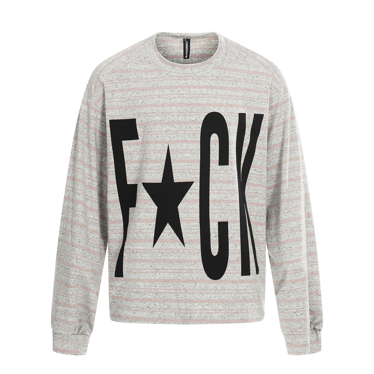 Women Striped Oversize Sweatshirt with large typography print and round neckline EVA-US