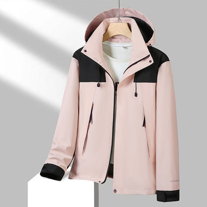 Men's Lightweight Softshell Jacket with Contrast Shoulder, Adjustable Hood and Water-Repellent Membrane EVA-US