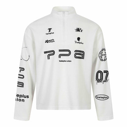 Unisex Thermo Waffle Half Zip with Stand-up Collar and Allover Logo Print EVA-US