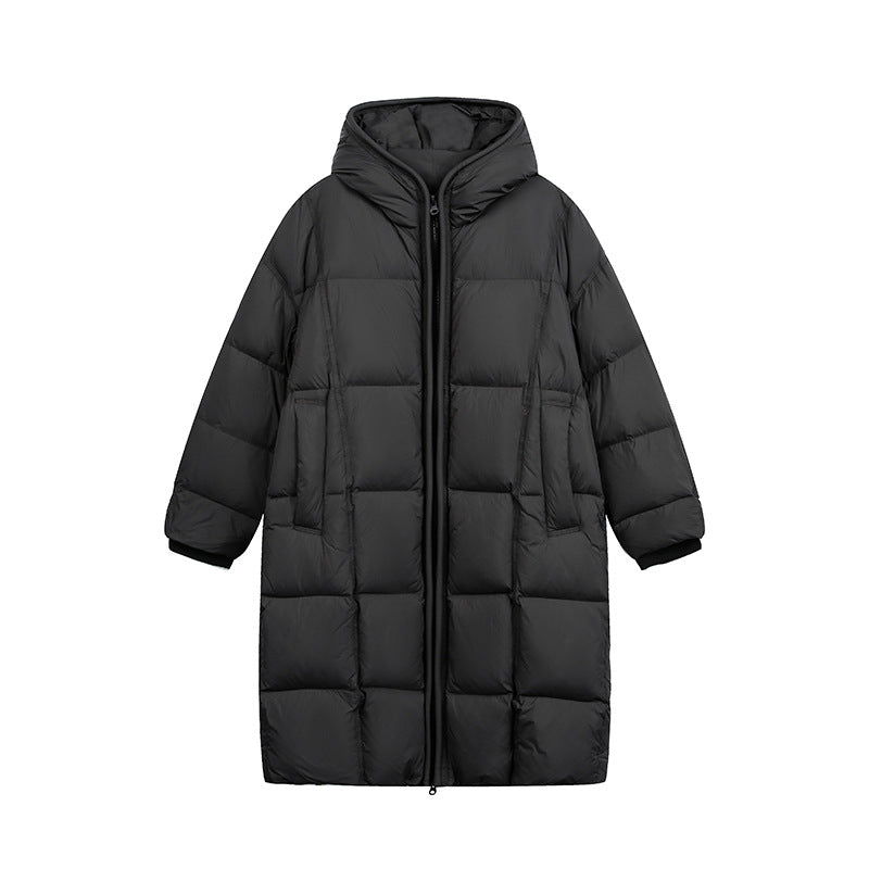 Women's Long Quilted Coat with Hood, Oversize Thermal Insulation EVA-US