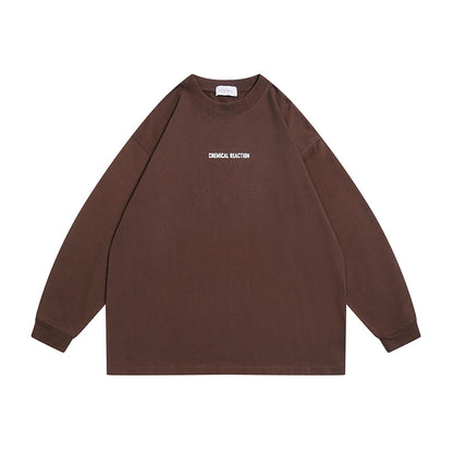 Unisex Oversized-Long Sleeve Shirt made of Cotton Blend with Small Chest Print and Ribbed Cuffs EVA-US