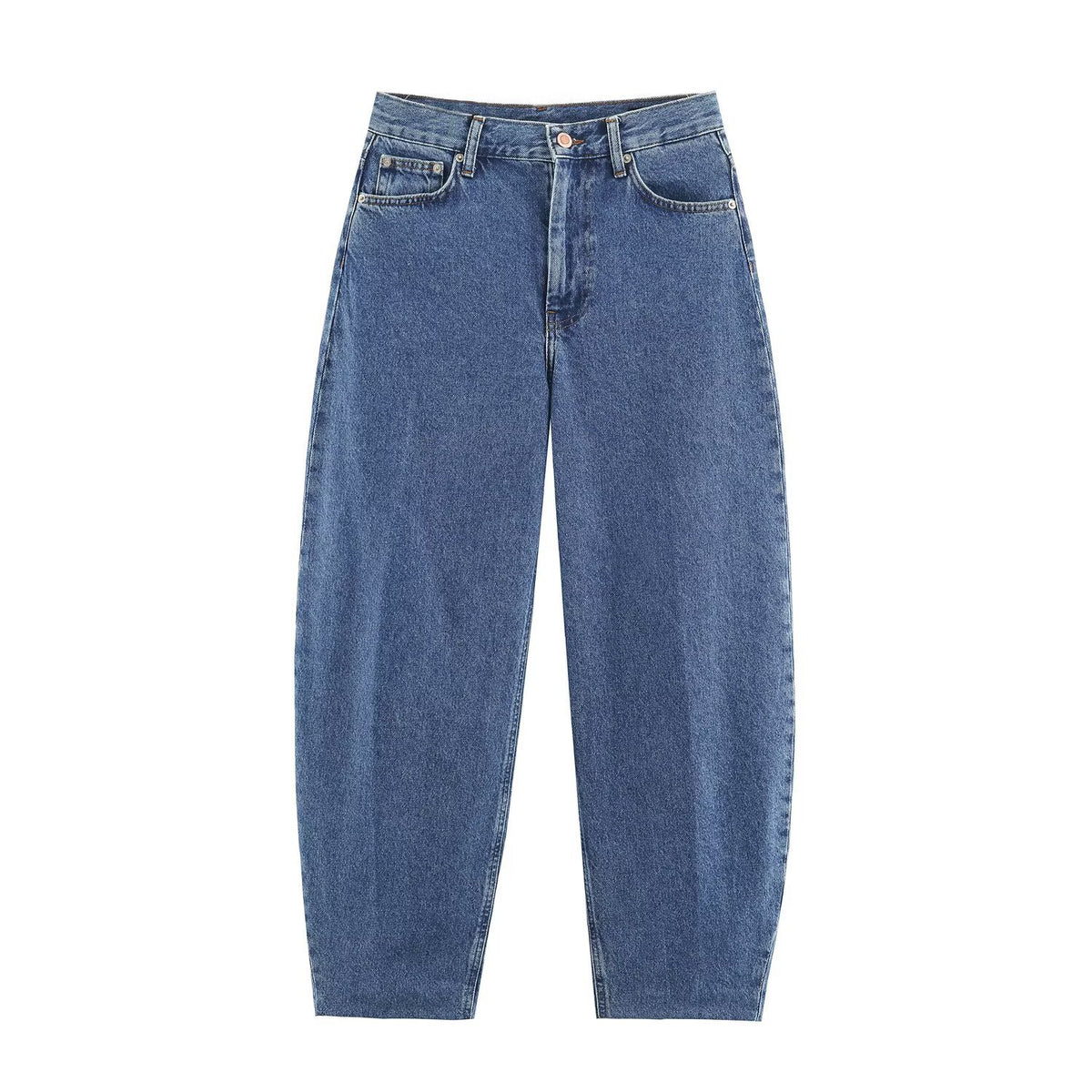 Women Highwaist Relaxed Tapered Jeans with Conical Leg EVA-US