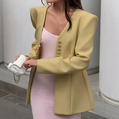 Women's sculptural tailored blazer with distinctive shoulder design EVA-US