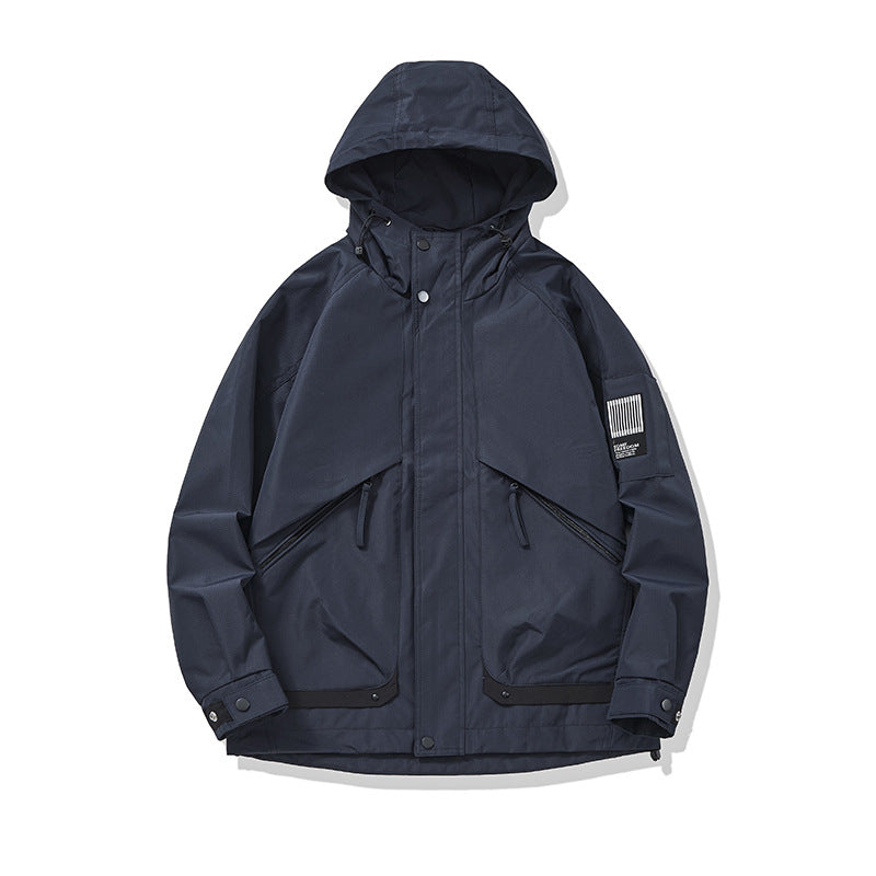 Unisex multifunctional outdoor parka in boxy cut with adjustable hood and asymmetrical zip pockets EVA-US