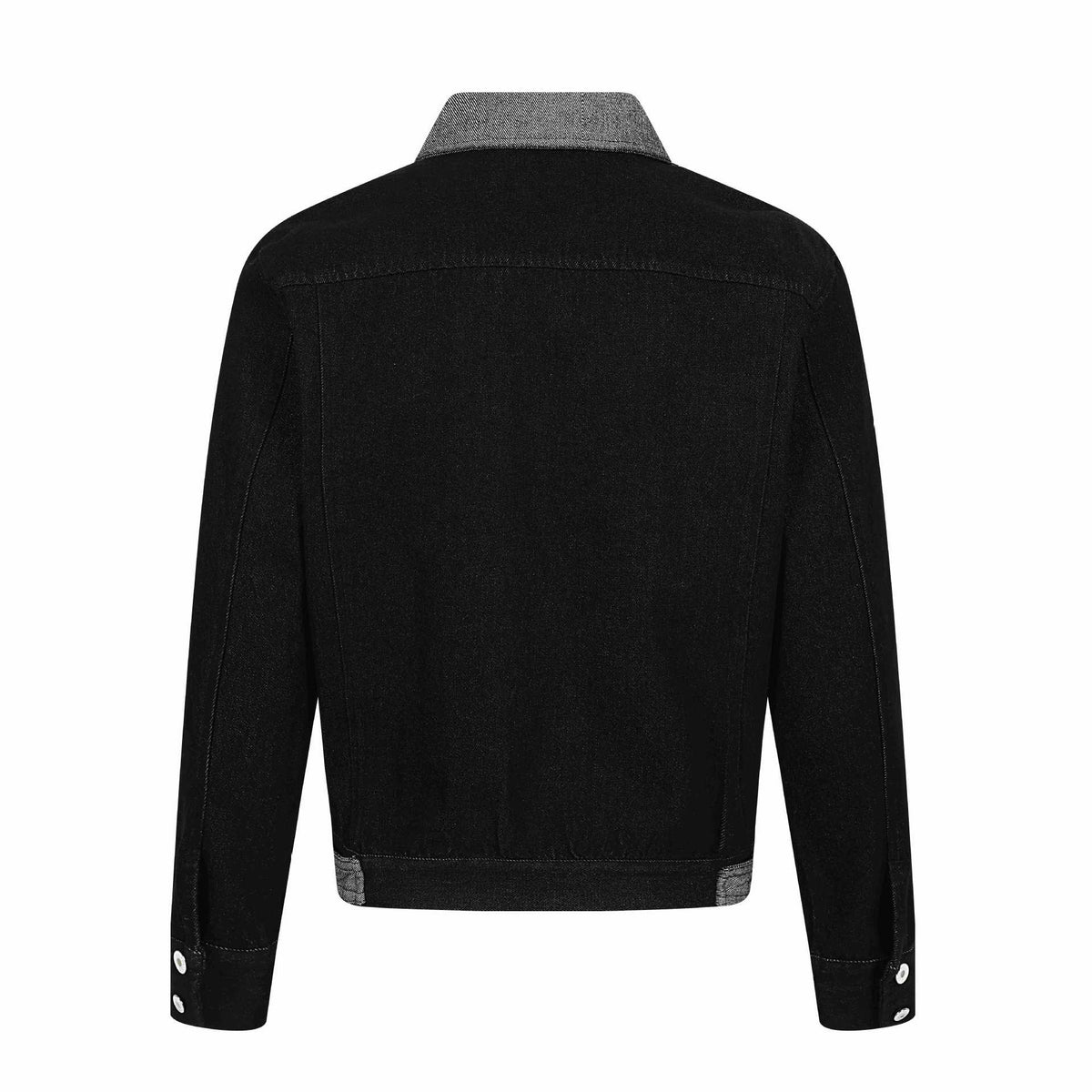 Men's denim blouson jacket with contrast collar and graphic sleeve prints EVA-US