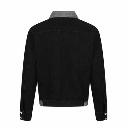 Men's denim blouson jacket with contrast collar and graphic sleeve prints EVA-US