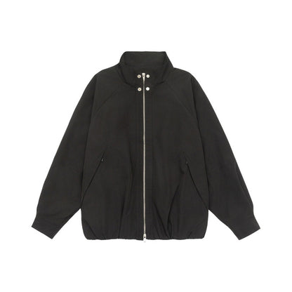 Women Lightweight Raglan Bomber Jacket with Stand Collar and Elastic Hem EVA-US