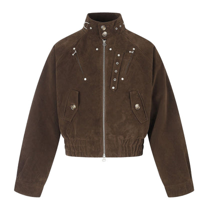 Men's Suede Bomber Jacket in Pilot Style EVA-US