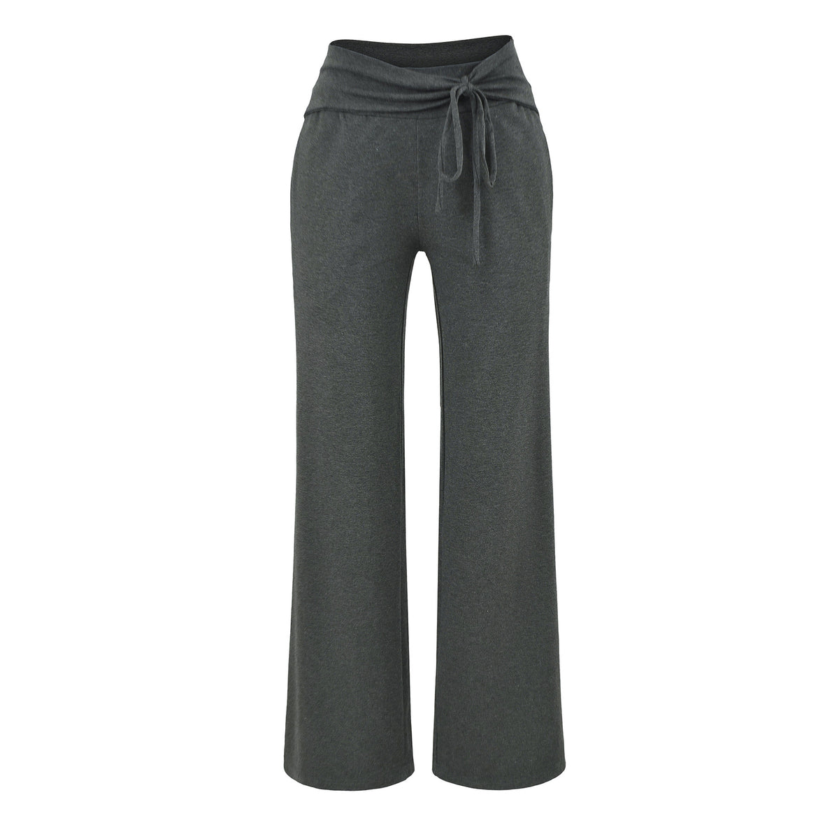 Women's Wide Jersey Lounge Pants with Folded Waistband and Drawstring EVA-US