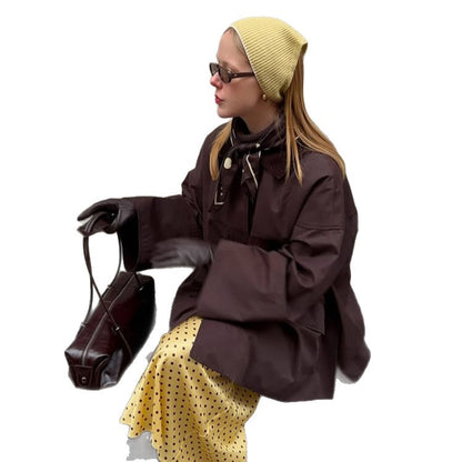 Women's Oversize Transition Jacket with Boxy Cut and Large Pockets EVA-US