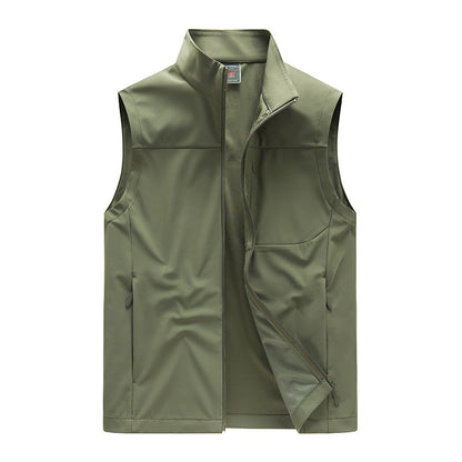 Men's softshell vest with windproof membrane, high collar and concealed zipper EVA-US