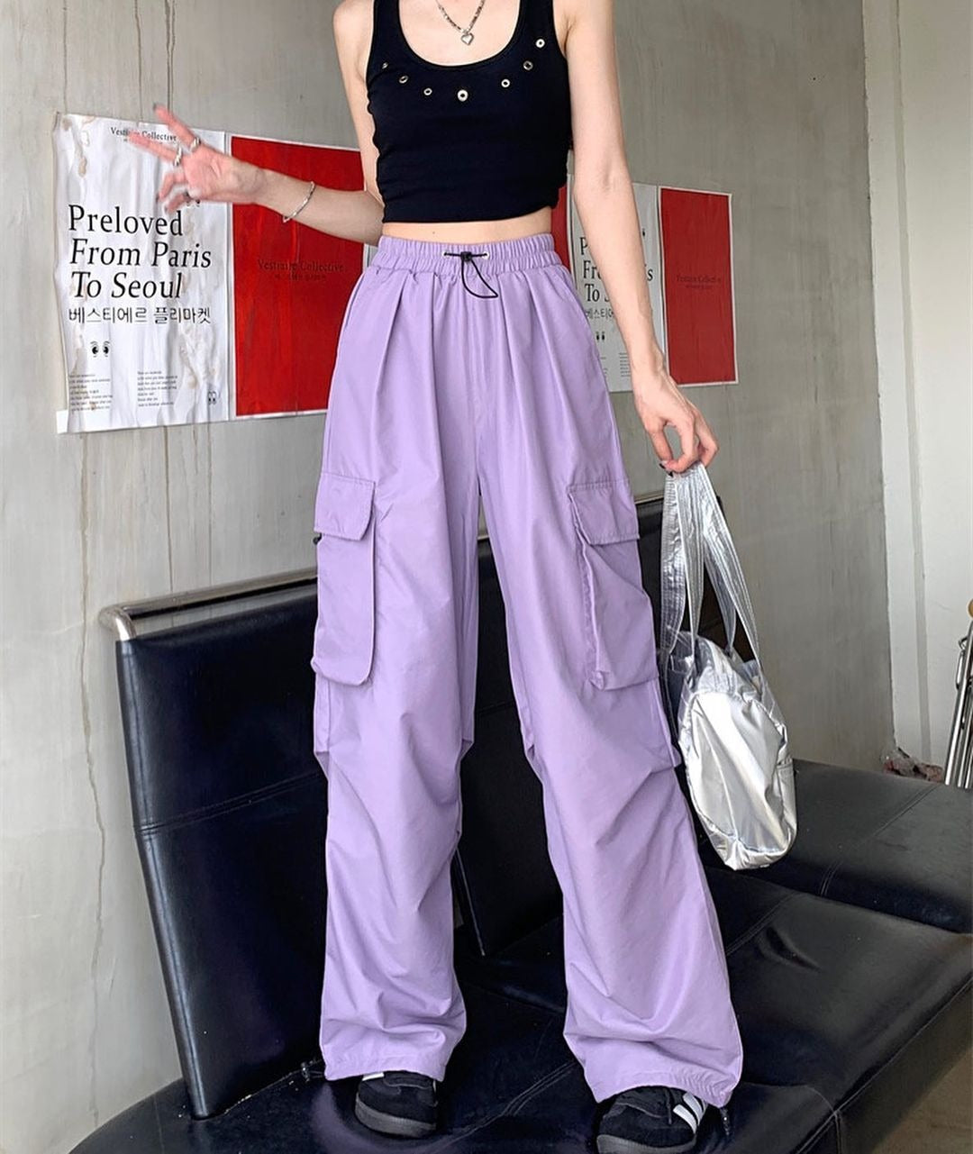 Men's Cargo Pants Wide Tunnel Drawstring
