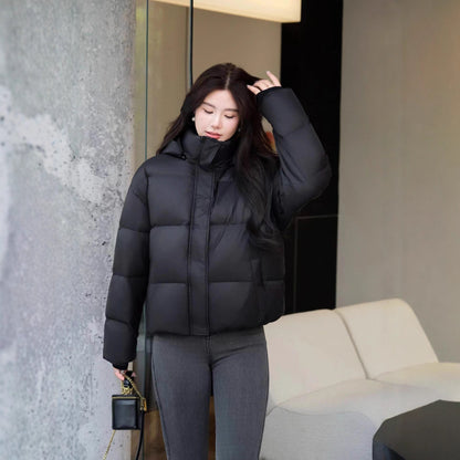 Ladies short-cut oversized quilted jacket with XXL hood and thermal insulation EVA-US