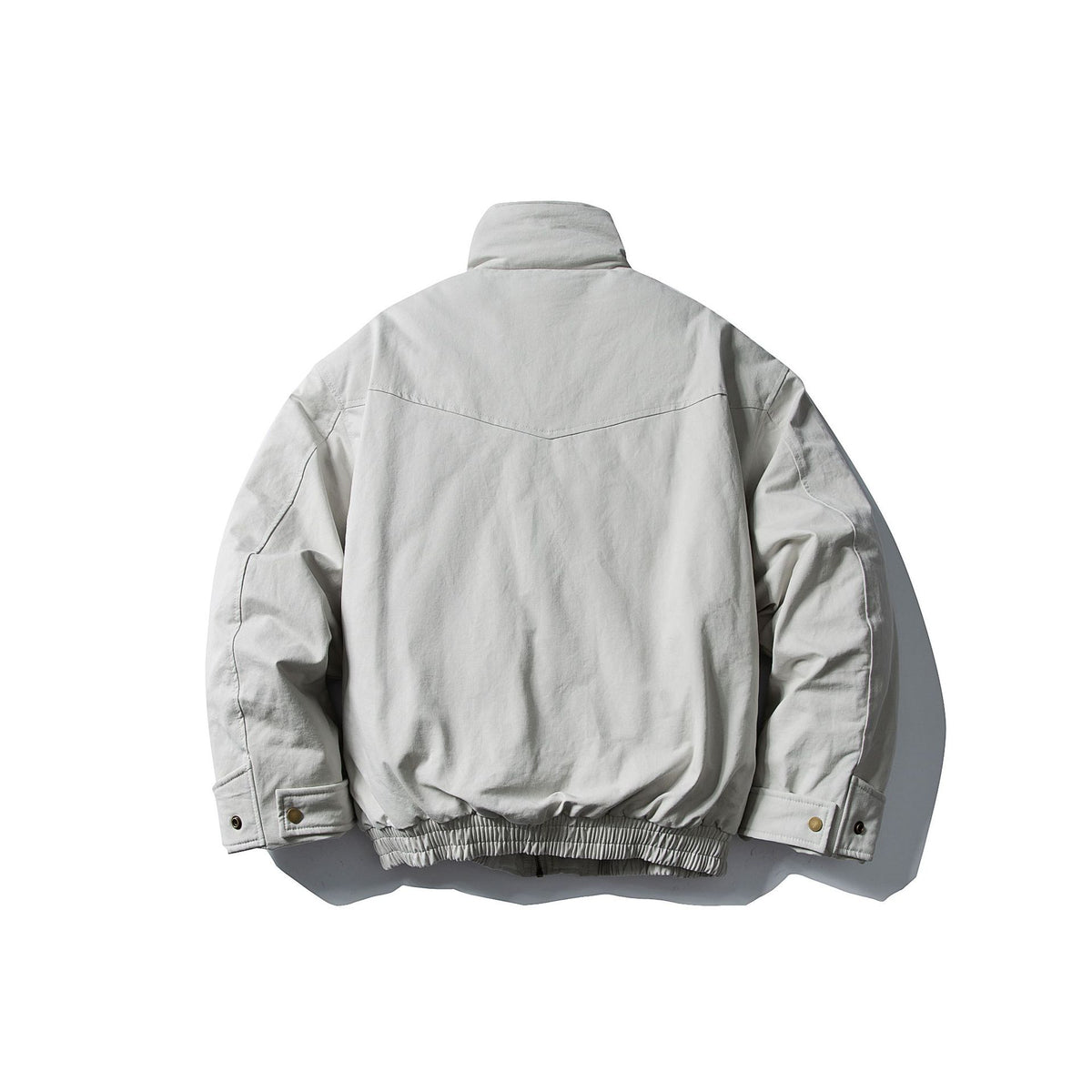 Men's Volume Stand Collar Bomber with Asymmetric Front Flap and Waist Buckle EVA-US