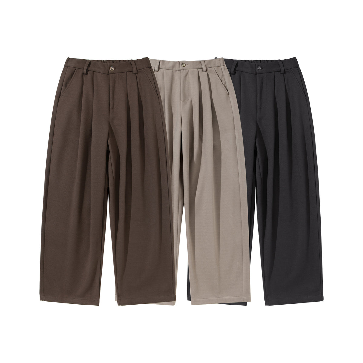 Women's High-Waisted Culotte Pants with Pleats and Elastic Back EVA-US