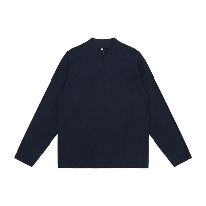 Unisex waffle structure half-zip pullover with short zipper and boxy silhouette EVA-US