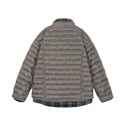 Men's lightweight quilted hybrid jacket with checked lining and drawstring EVA-US