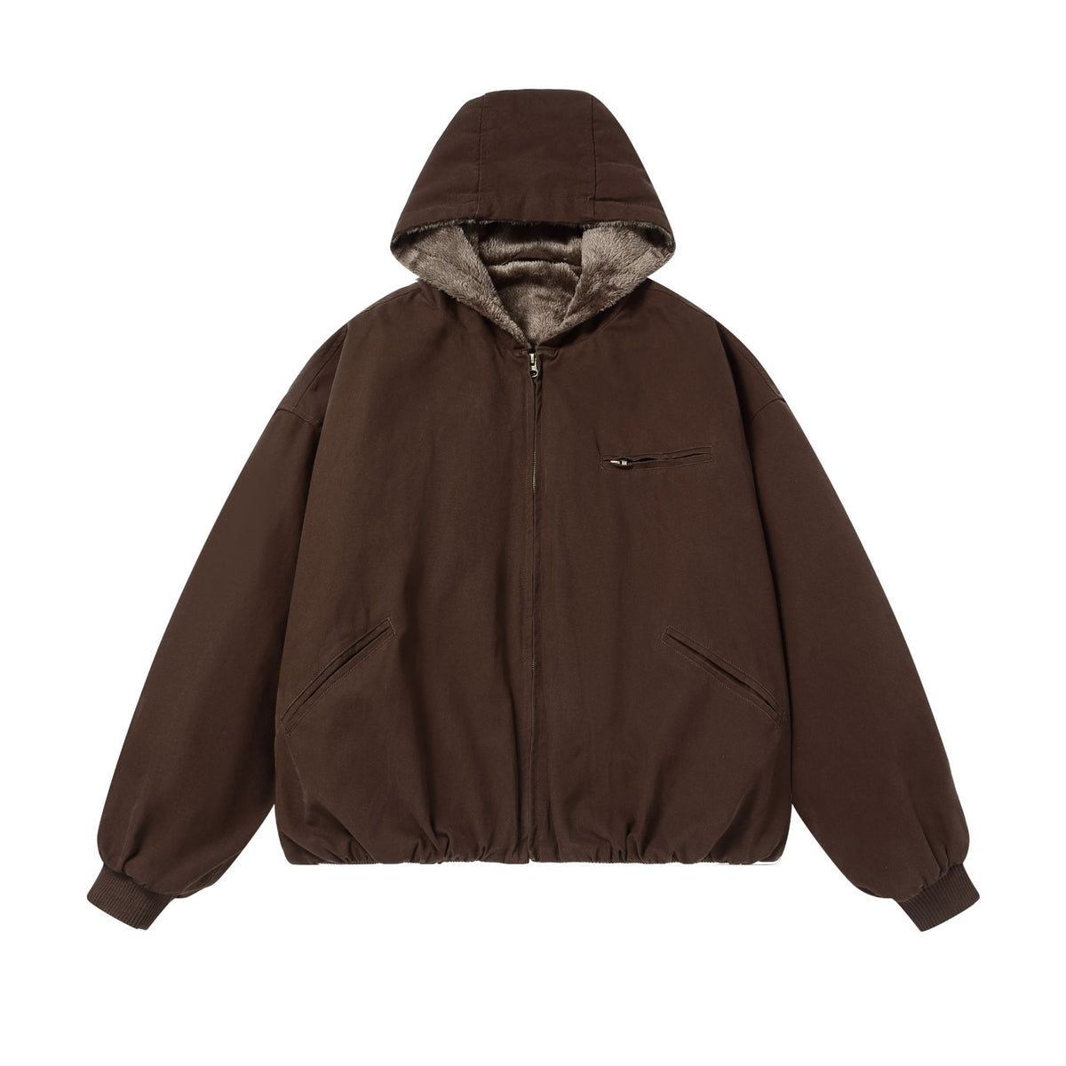 Men's Padded Hoodie with Faux Fur Lining and Elastic Hem EVA-US