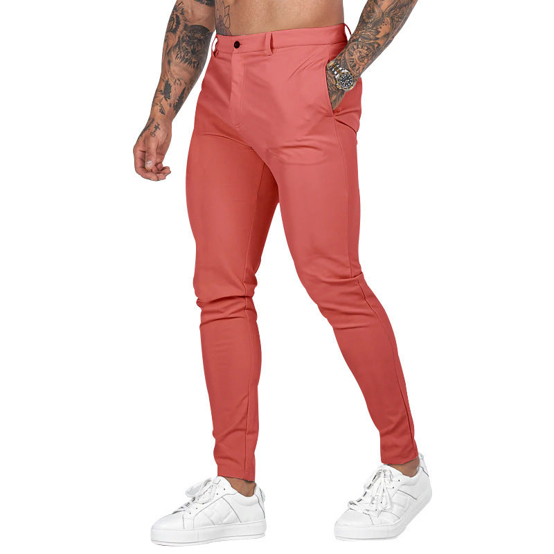 Men's Slim-Fit Chino Pants with Modern Design and Elastic Waist EVA-US