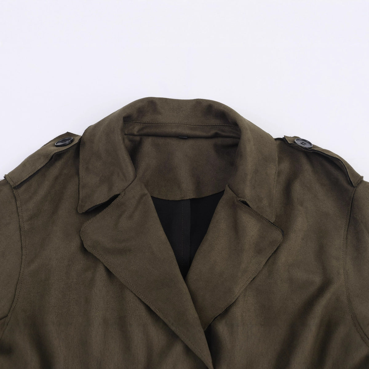 Women's Mid-length Trench Coat with Tied Belt and Shoulder Straps EVA-US