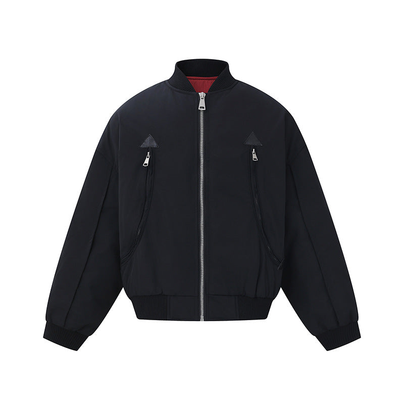 Men's short-cut technical bomber jacket with diagonal zip pockets and ribbed cuffs EVA-US