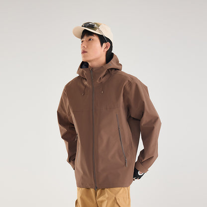 Men's Waterproof Softshell Outdoor Jacket with Adjustable Hood and Breathable Membrane EVA-US