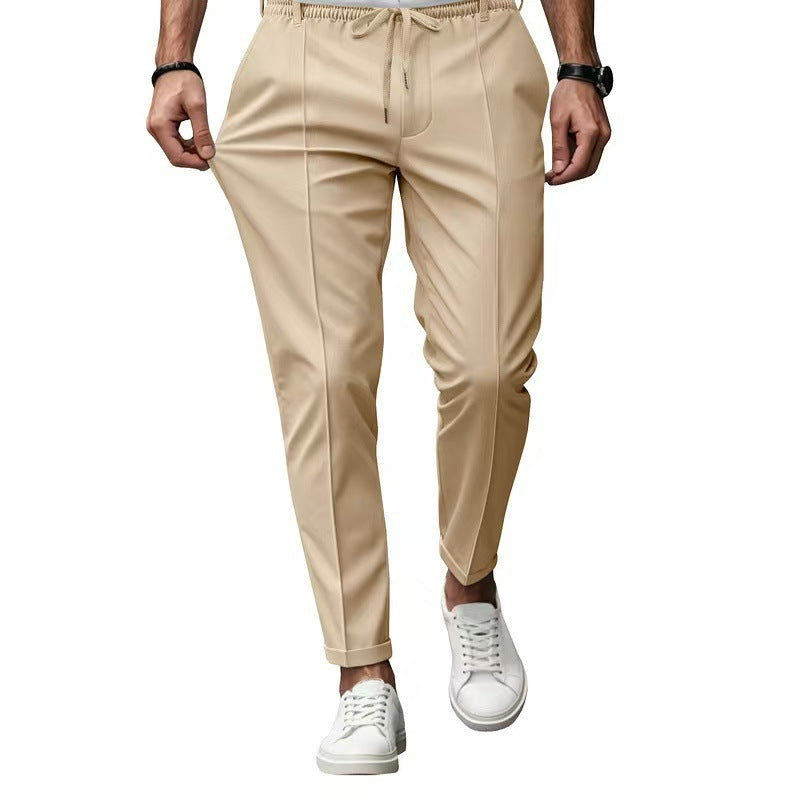Men's elegant casual pants with elastic waistband and side pockets EVA-US