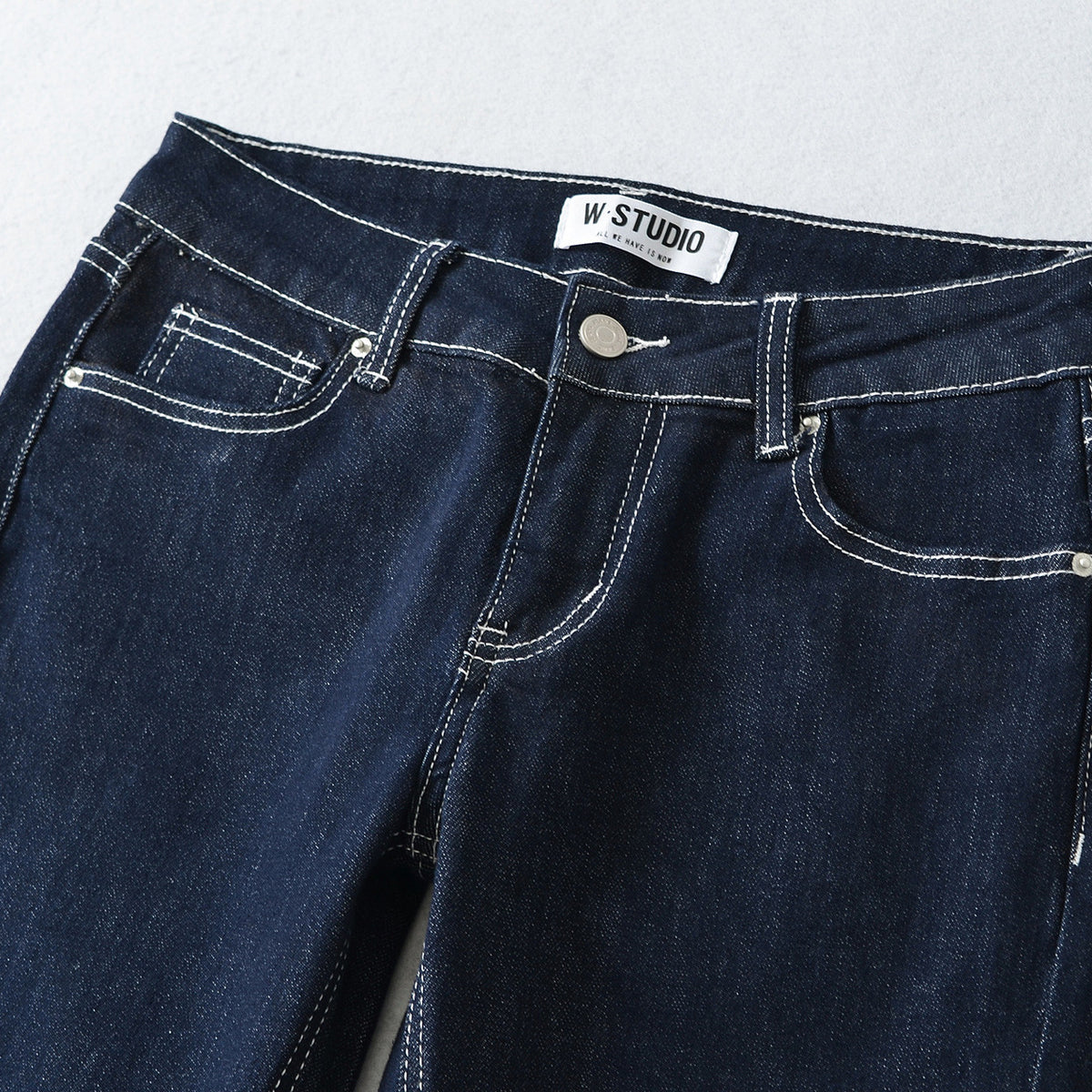 Women Flared Jeans with decorative center seam and contrast stitching EVA-US