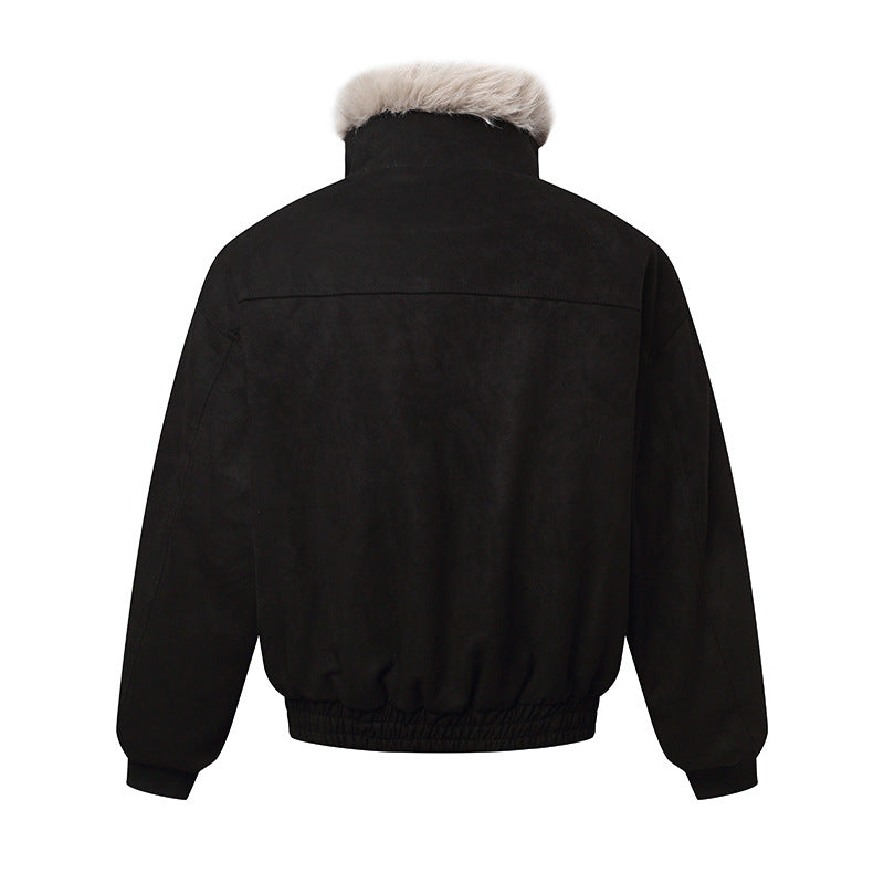 Men's bomber jacket in aviator look with faux fur trim and buckle collar EVA-US