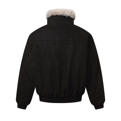 Men's bomber jacket in aviator look with faux fur trim and buckle collar EVA-US