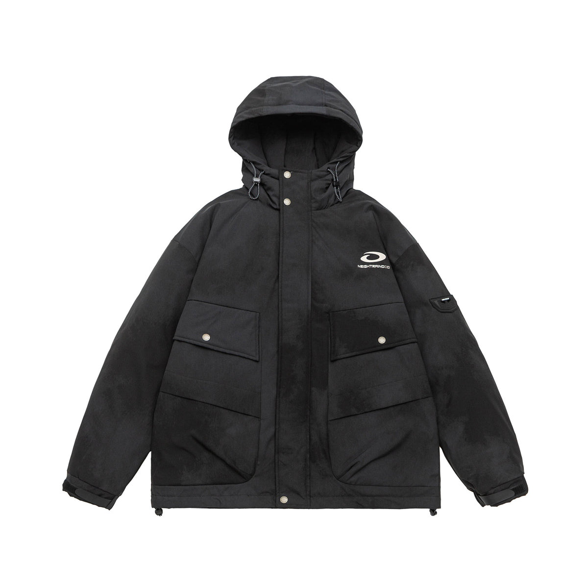 Men's Padded Parka Jacket with Hood and Utility Pockets EVA-US