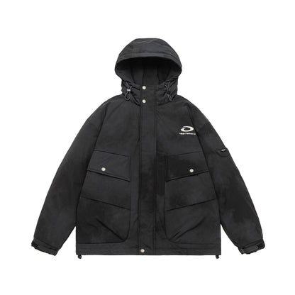 Men's Padded Parka Jacket with Hood and Utility Pockets EVA-US
