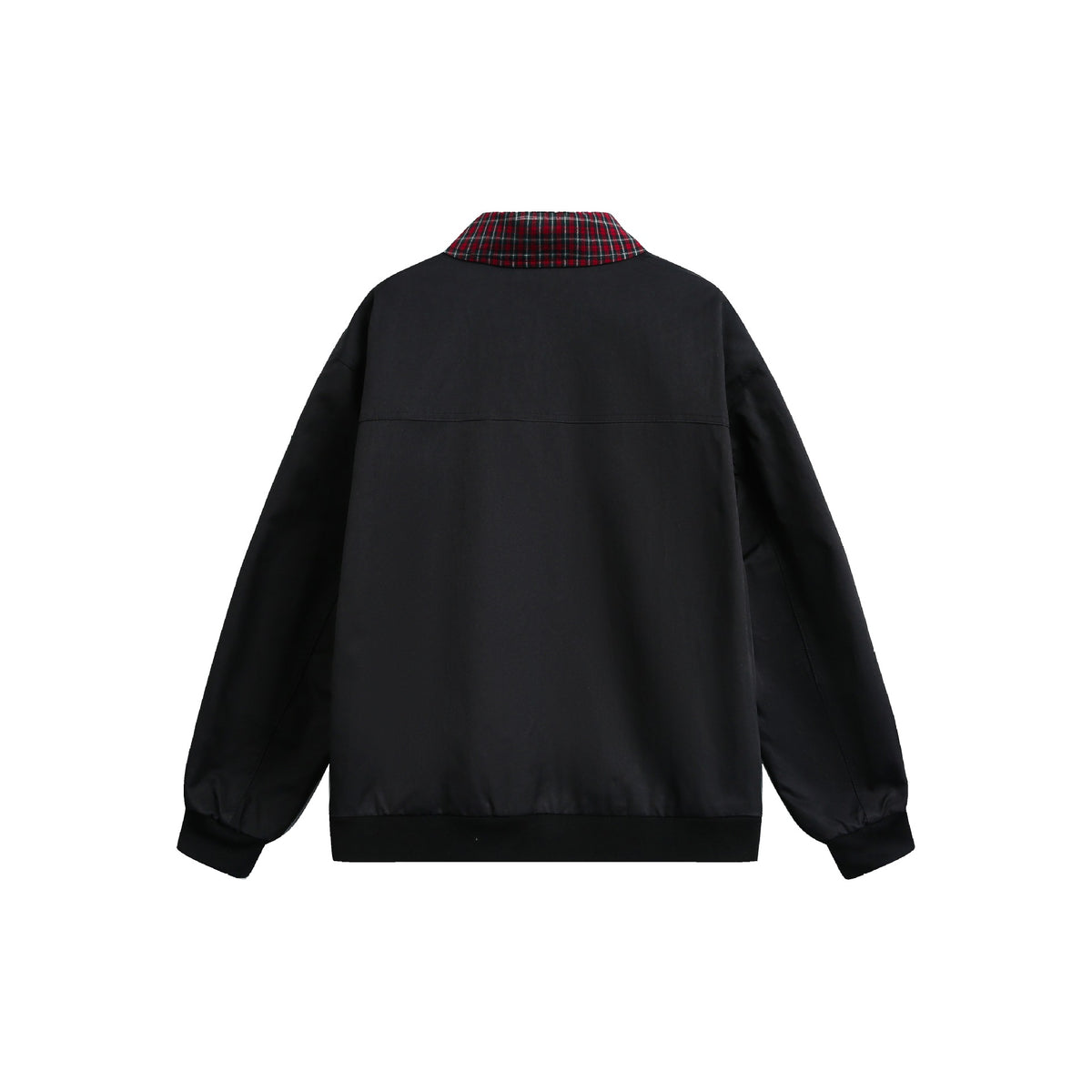 Unisex Reversible Bomber Jacket with Check Lining, Zipper and Ribbed Cuffs EVA-US