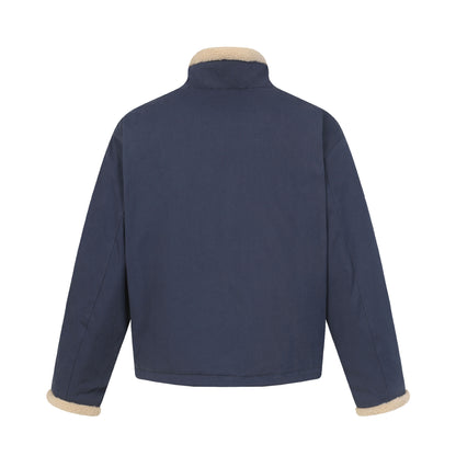Men's short jacket in field style with teddy fur collar and cargo pockets EVA-US