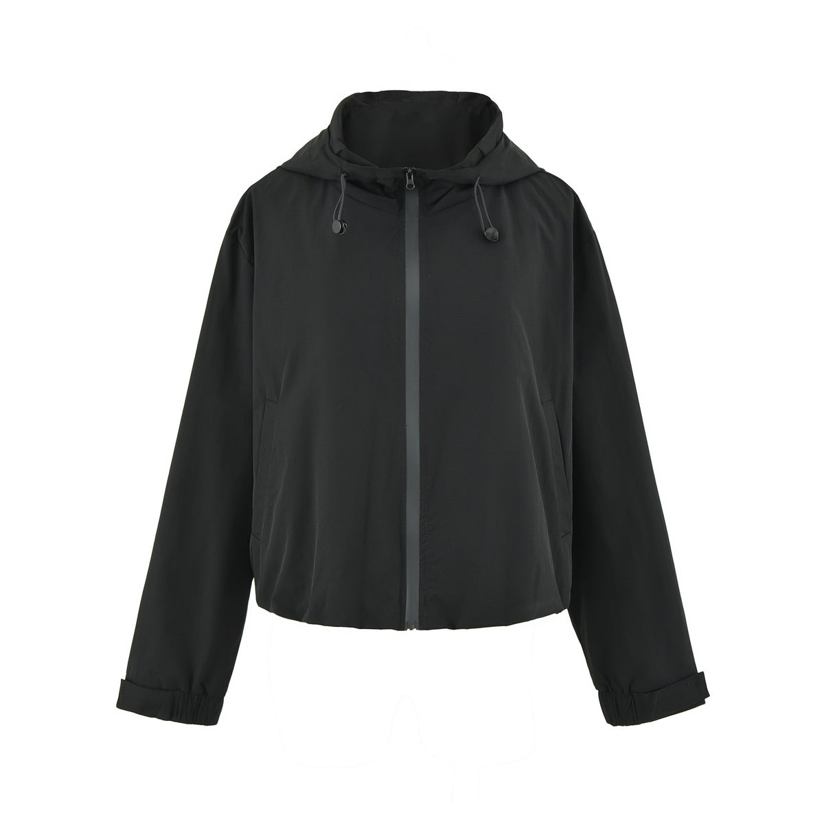 Women's Cropped Transition Jacket with Hood, Drawstring and Elastic Hem