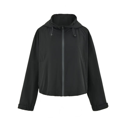 Women's Cropped Transition Jacket with Hood, Drawstring and Elastic Hem