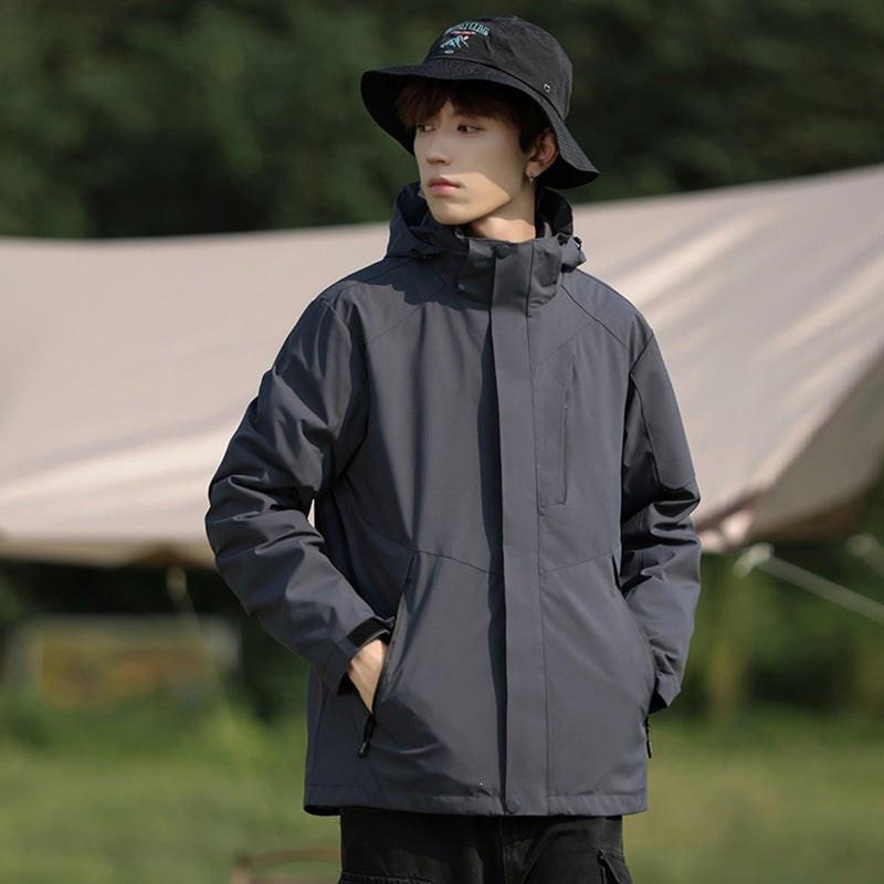 Men's Two-Tone Wind and Water-Repellent Softshell Jacket with Hood EVA-US