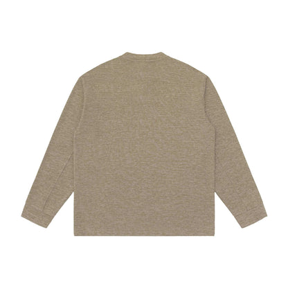 Unisex Structured Henley Sweater with Short Button Collar and Oversized Fit EVA-US
