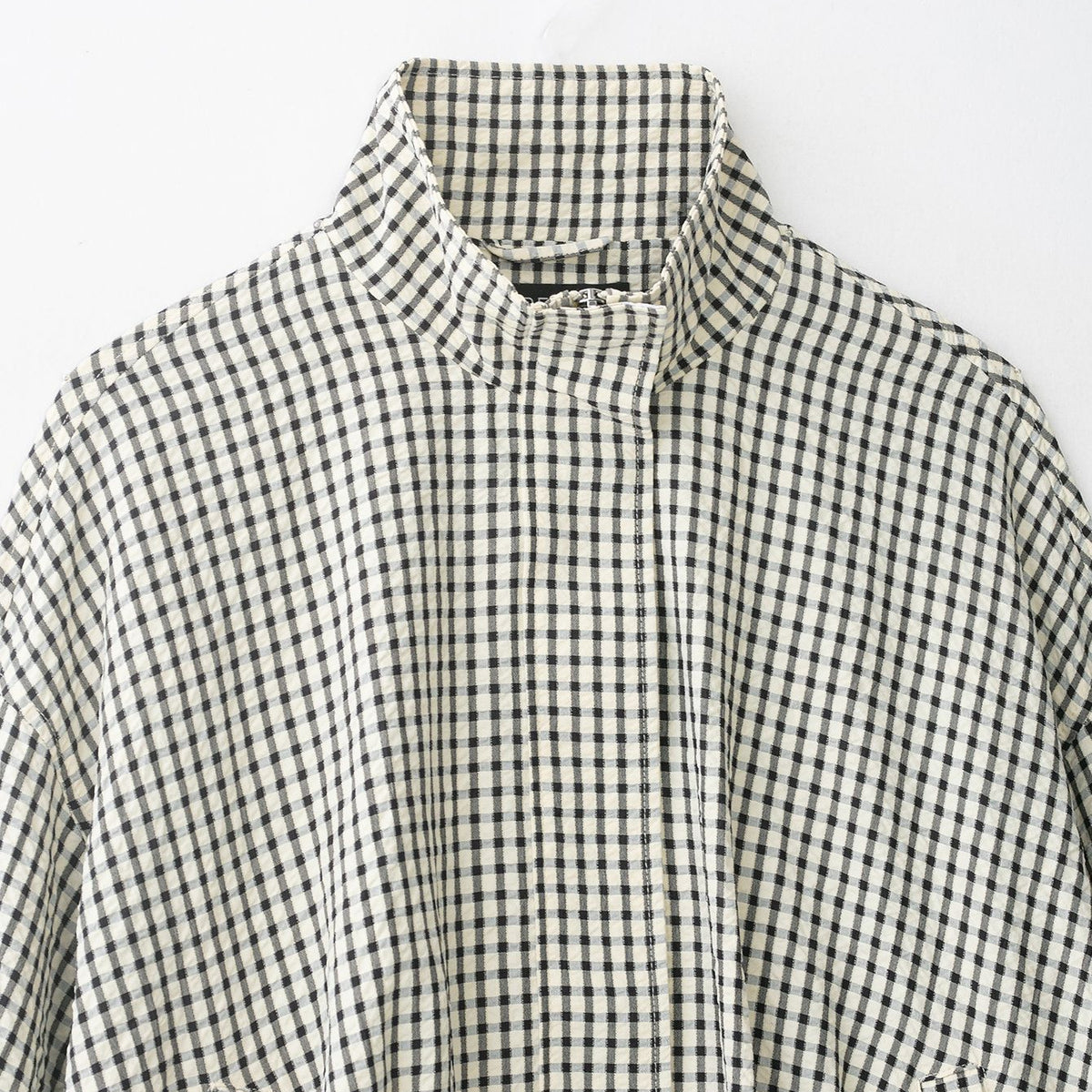Women's Oversize Cropped Jacket with Stand-up Collar, Boxy Silhouette and Patch Pockets EVA-US