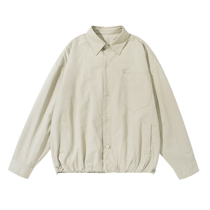 Unisex Loose fitting overshirt jacket made of cotton blend with drawstring hem and chest pocket EVA-US