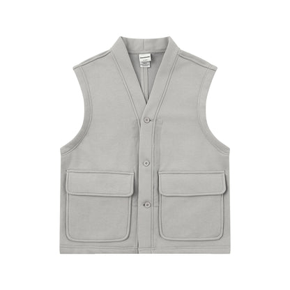 Unisex Utility Vest with V-neck, large flap pockets and button placket EVA-US