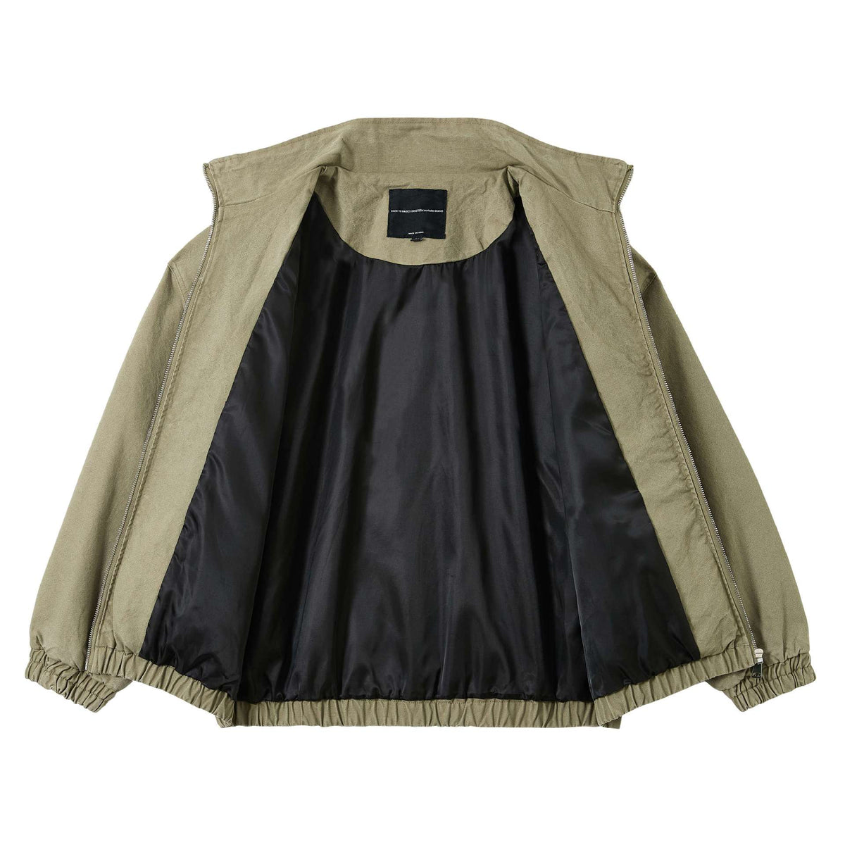 Unisex Short Canvas Field Jacket in Utility Look with High Stand Collar and Elastic Hem EVA-US